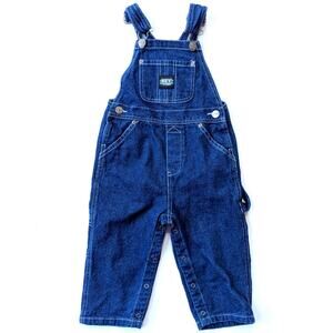 Key Infant Bib Overalls - Dark Cotton Denim - Leg Snaps | Size 18 Months